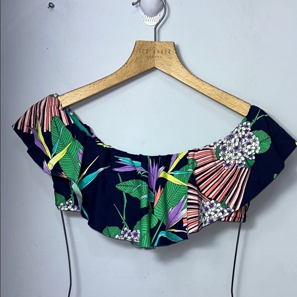 Trina Turk Floral Off Shoulder Swim Top Small Medium